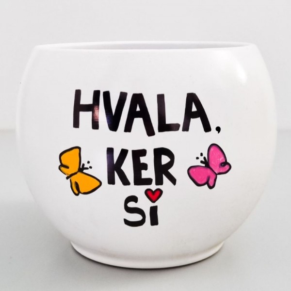 Lonec Bali z ročno poslikavo Hvala, ker si - 18 cm